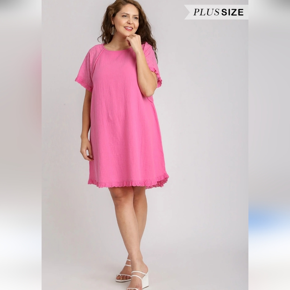 Umgee Vibrant Pink A-Line Skirt Size XL Used